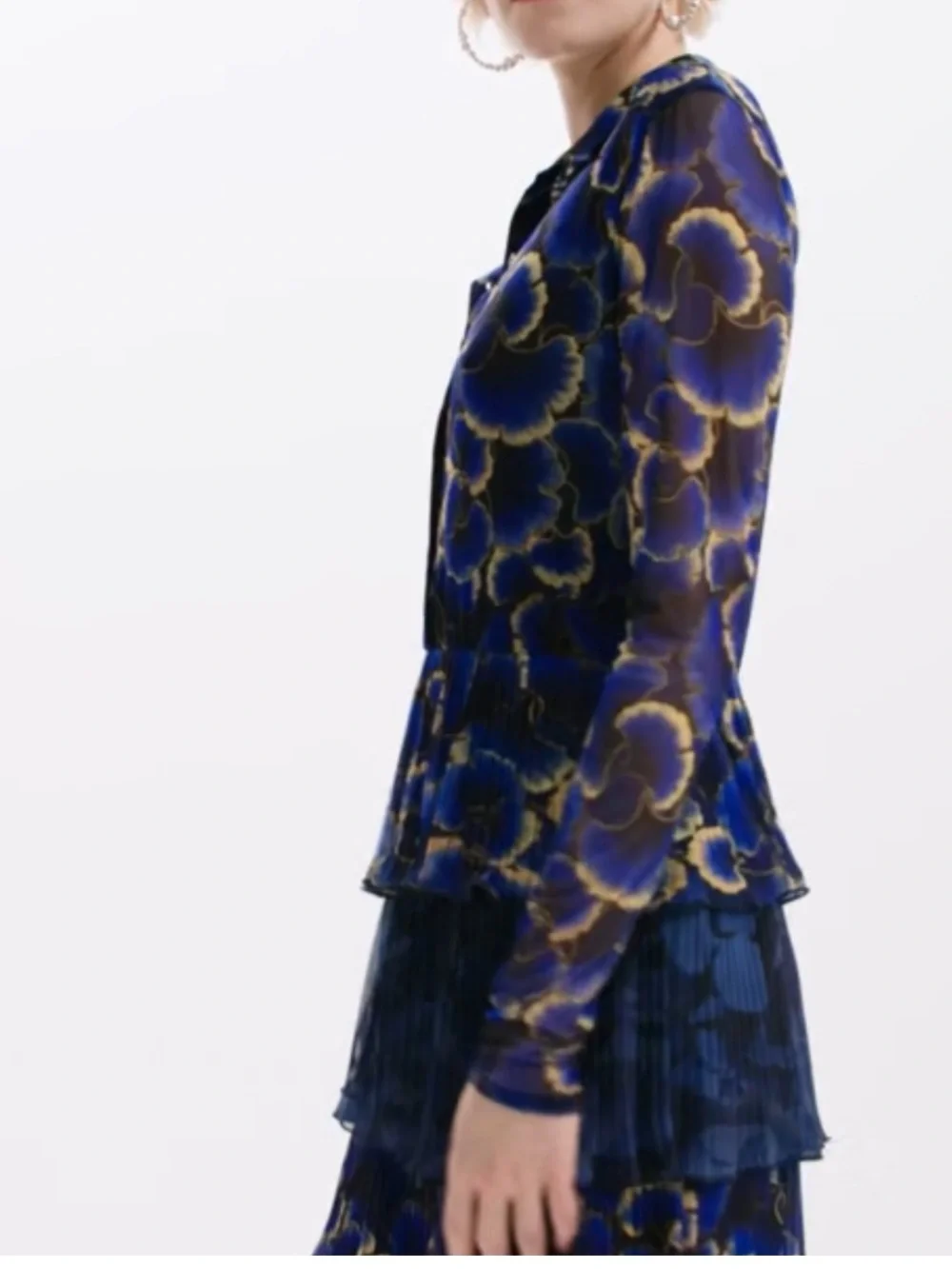 Desigual Blue Floral Tiered Mini Dress - Picture 10 of 11